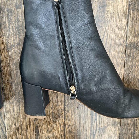 Mansur Gavriel Black Leather Ankle Boots Block Heel Size 39.5 - Picture 6 of 12